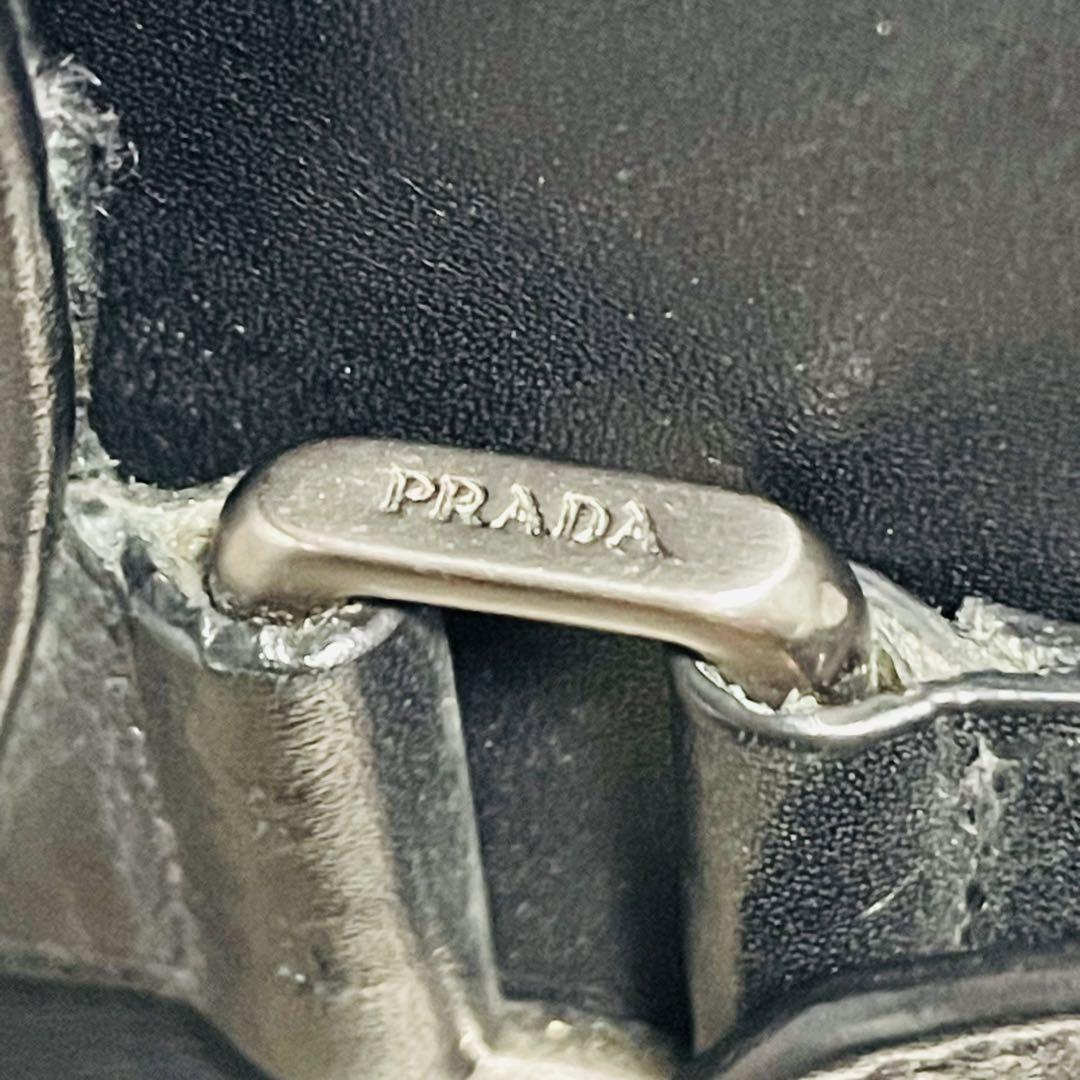 【プラダ】美品エンボスロゴ サイドゴアブーツ ベルクロ ブラック 黒 5 1/2