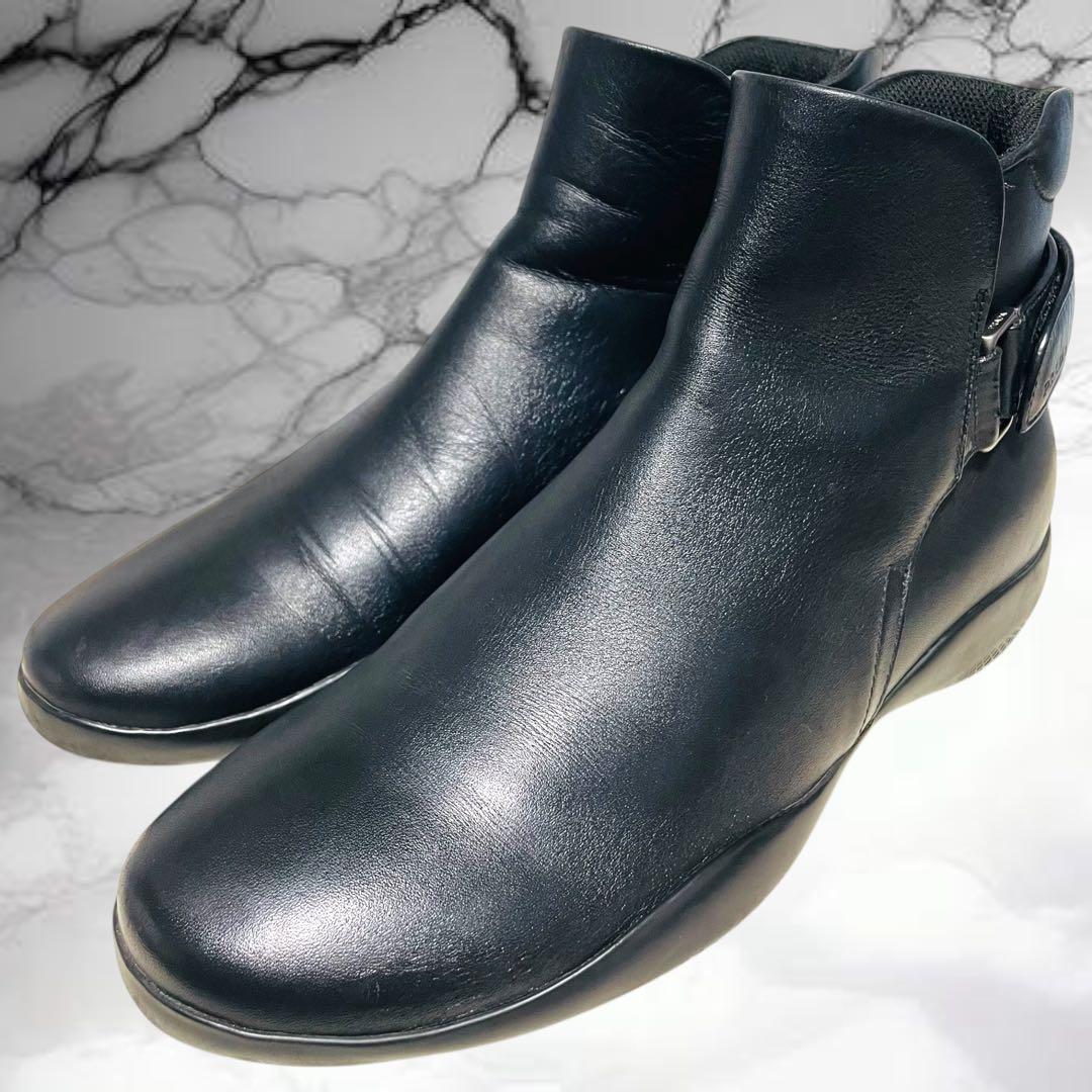 【プラダ】美品エンボスロゴ サイドゴアブーツ ベルクロ ブラック 黒 5 1/2