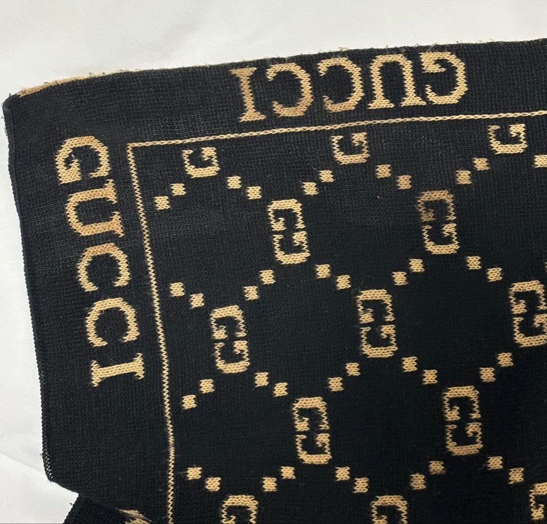 【希少】GUCCI GGロゴ　マフラーブラック・ベージュ　リバーシブル