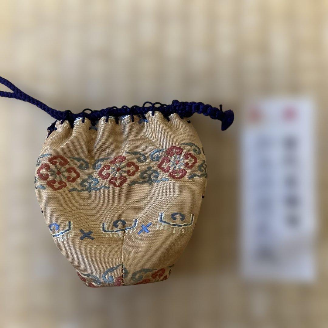 【茶道具】茶入れ（肩つき）と仕覆（古代名物裂 加比丹段花紋）