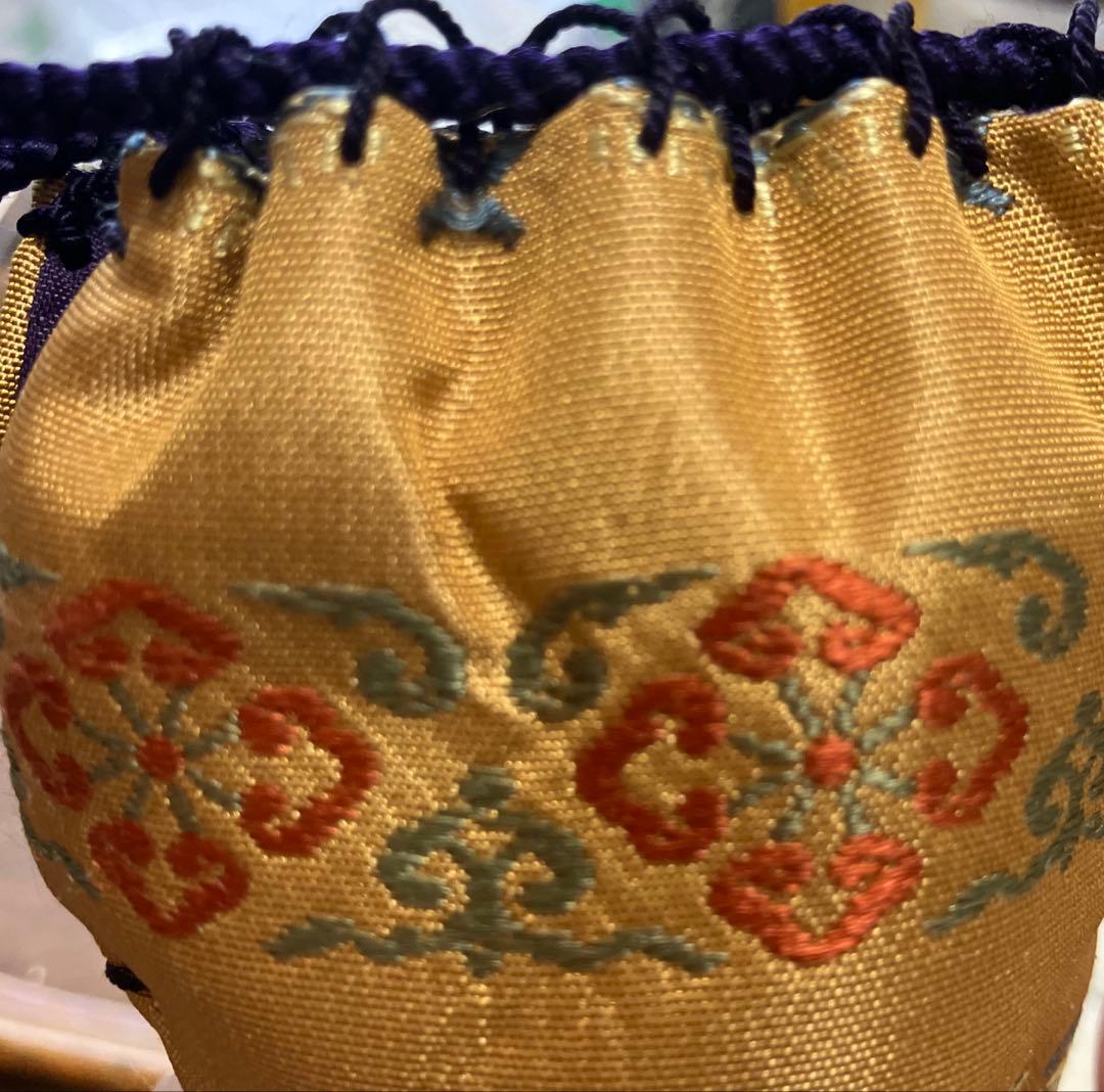 【茶道具】茶入れ（肩つき）と仕覆（古代名物裂 加比丹段花紋）