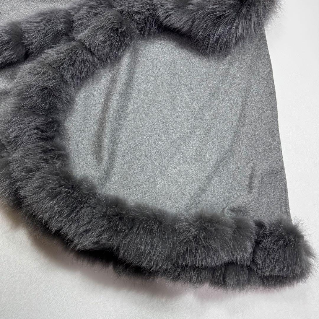 SAGA FURS カシミヤ100％ ブルーフォックス ラビット ポンチョ