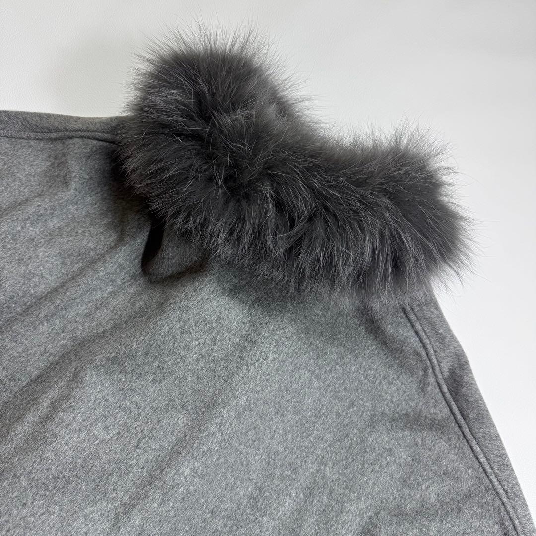 SAGA FURS カシミヤ100％ ブルーフォックス ラビット ポンチョ