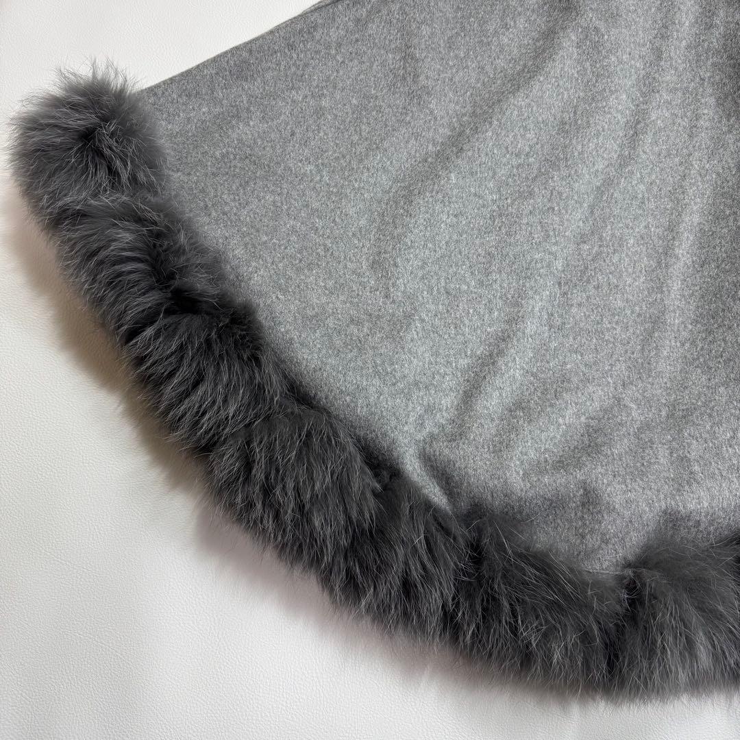 SAGA FURS カシミヤ100％ ブルーフォックス ラビット ポンチョ