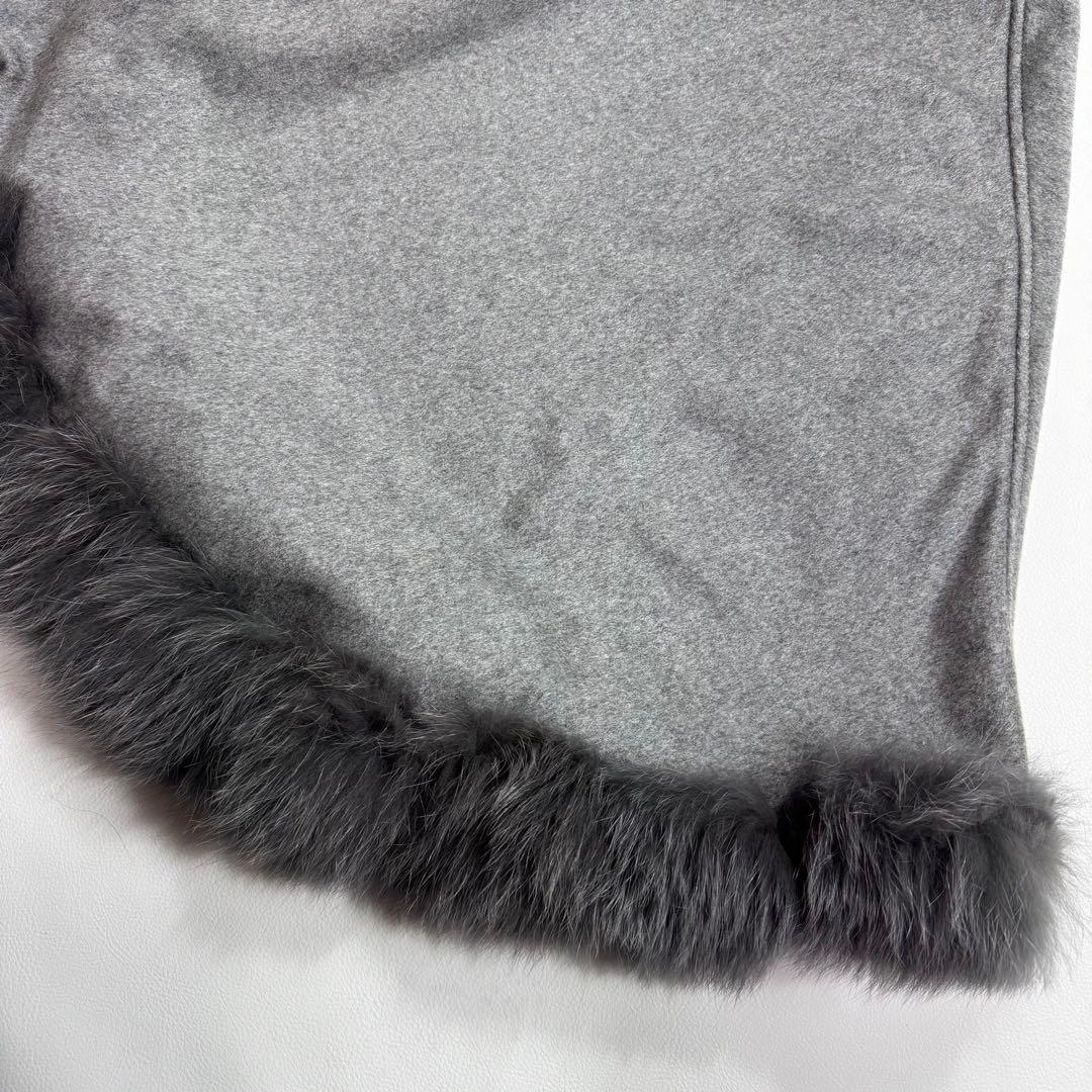 SAGA FURS カシミヤ100％ ブルーフォックス ラビット ポンチョ