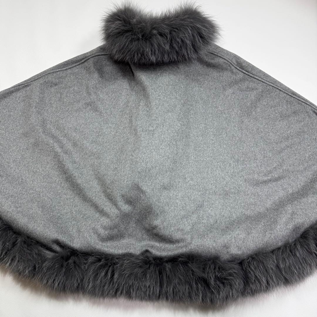 SAGA FURS カシミヤ100％ ブルーフォックス ラビット ポンチョ