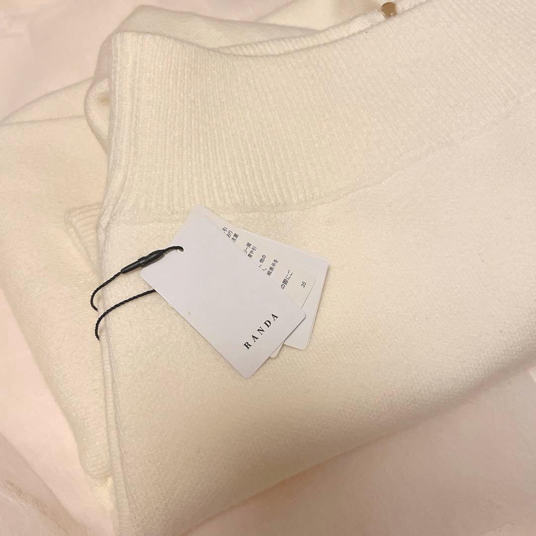 RANDA 2WAYフェイクファーニットパーカー　クリーム　 FREEサイズ