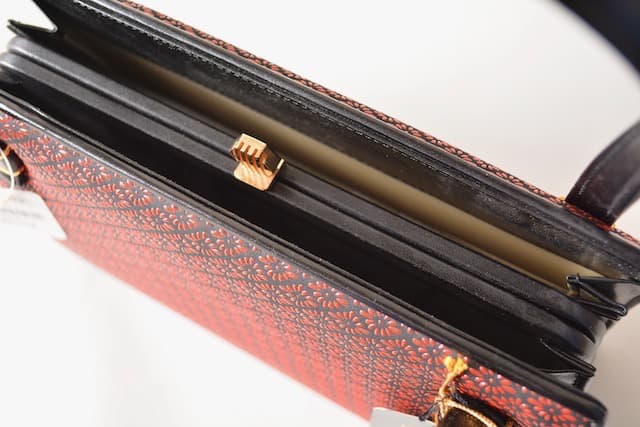 未使用 印傳 ハンドバッグ 印伝 鹿革 INDEN