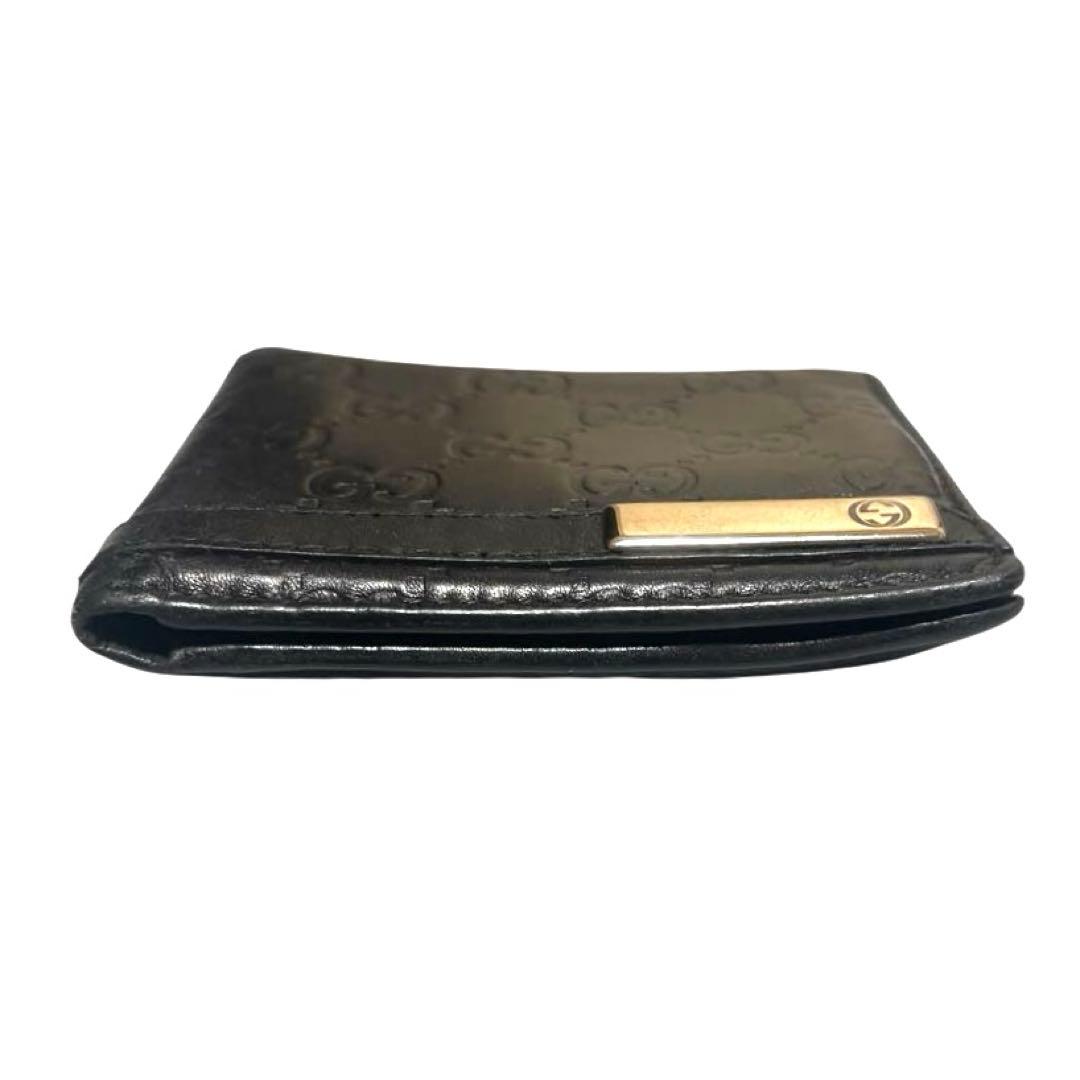 グッチ　長財布　シマレザー　ブラック　GG柄　インターロッキング　ロゴプレート