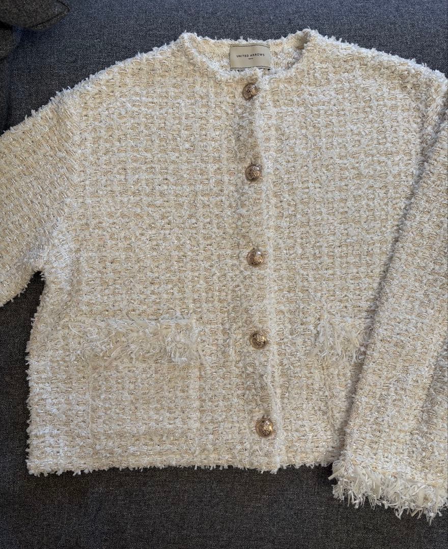 UNITED ARROWS ノーカラージャケット ホワイト