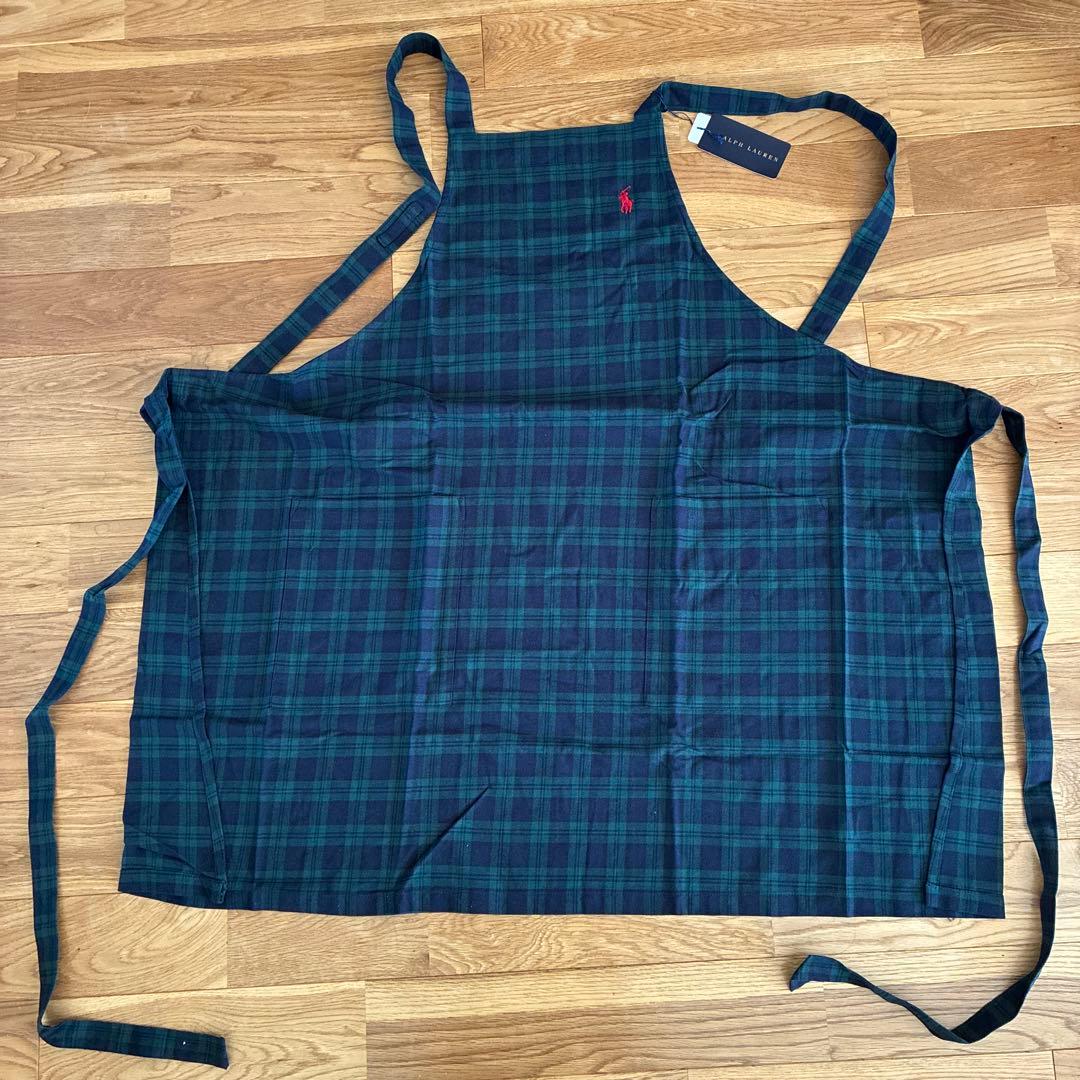 未使用タグ付き　ラルフローレン　ブラックウォッチエプロン　綿100%