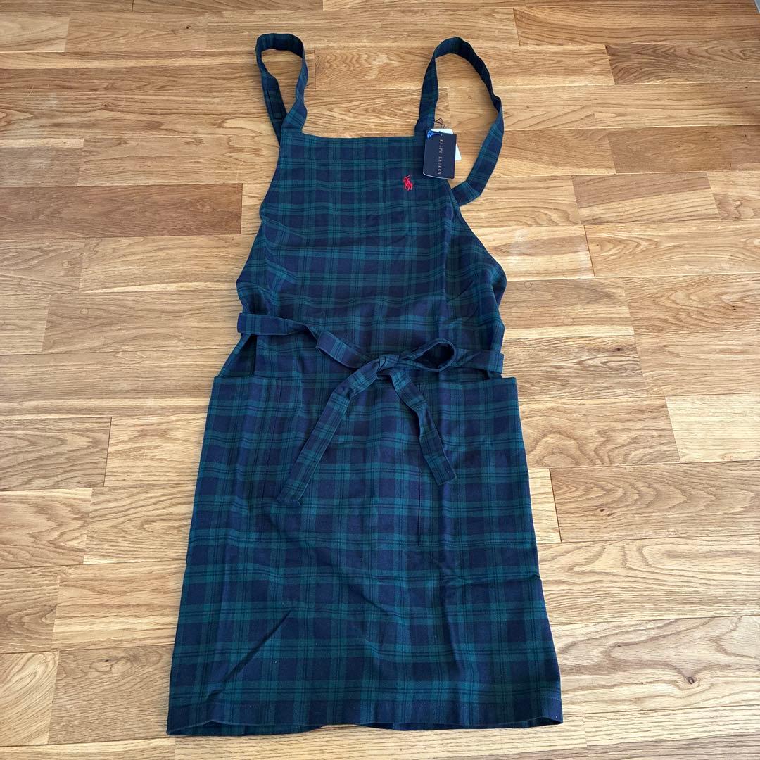 未使用タグ付き　ラルフローレン　ブラックウォッチエプロン　綿100%