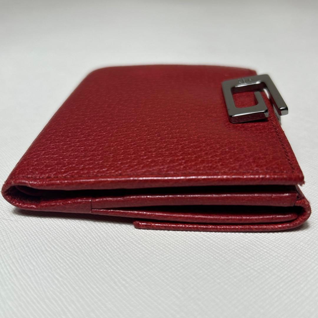 【極美品】GUCCI Gクリップコンパクト二つ折財布　レッド