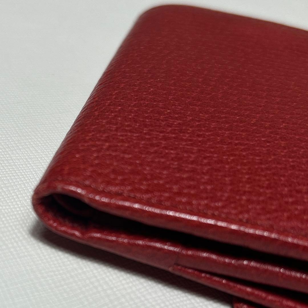 【極美品】GUCCI Gクリップコンパクト二つ折財布　レッド