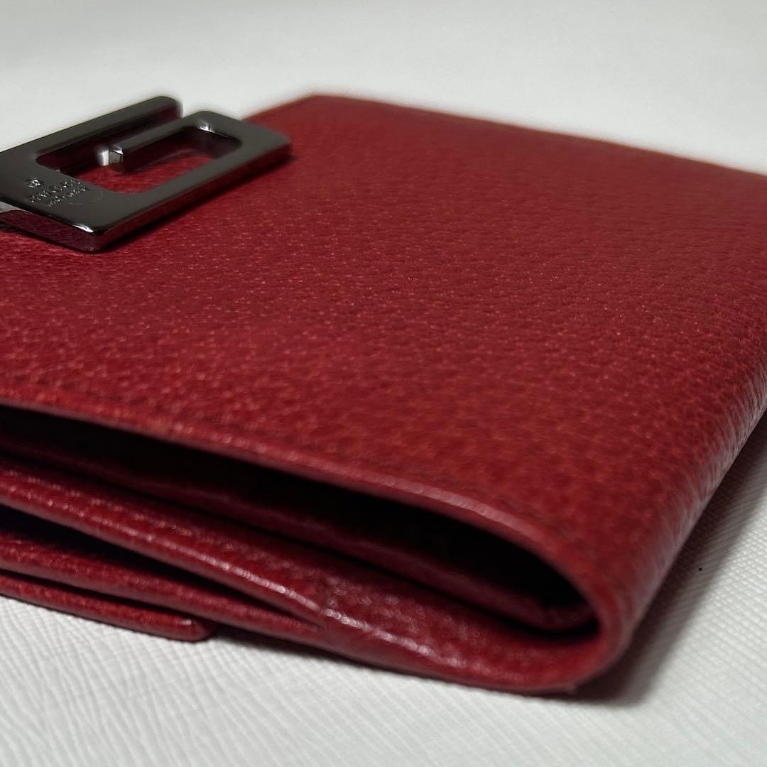 【極美品】GUCCI Gクリップコンパクト二つ折財布　レッド