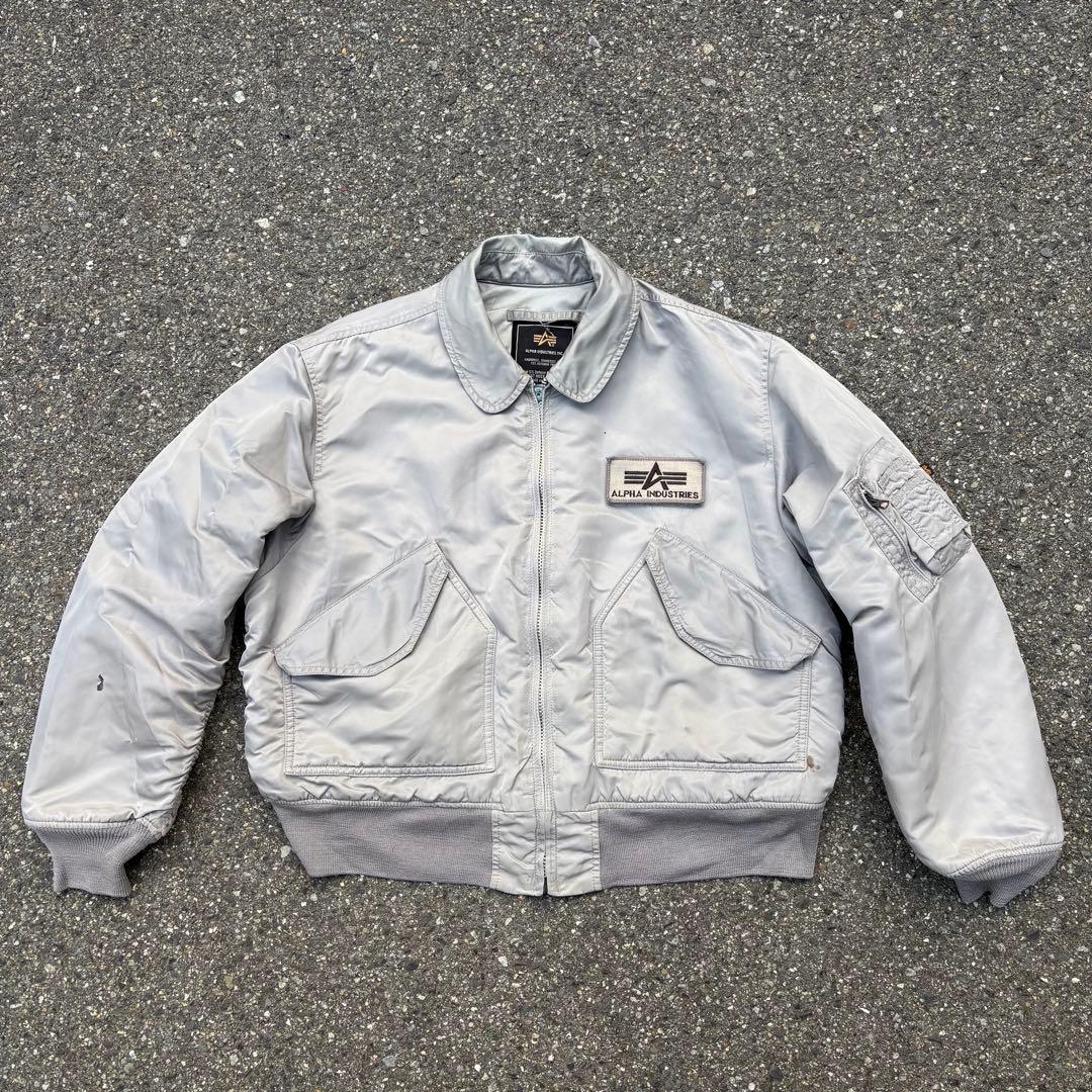 ち*ゆ様 90s ALPHA MA-1 CWU-45Pフライトジャケット シルバ