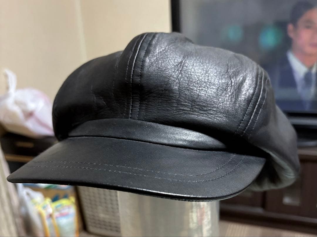 バックラッシュ、黒 レザー キャスケット フロントバイザー付きLサイズ‼️