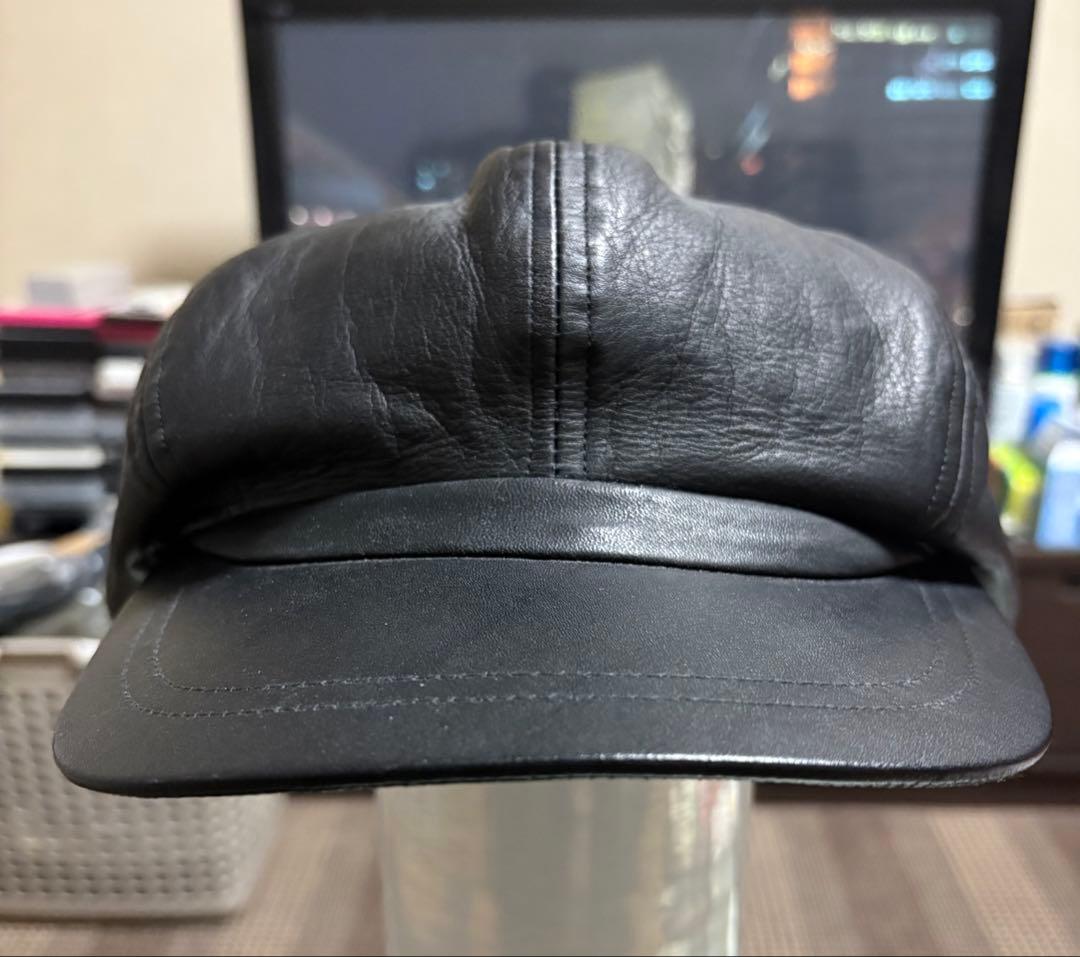 バックラッシュ、黒 レザー キャスケット フロントバイザー付きLサイズ‼️