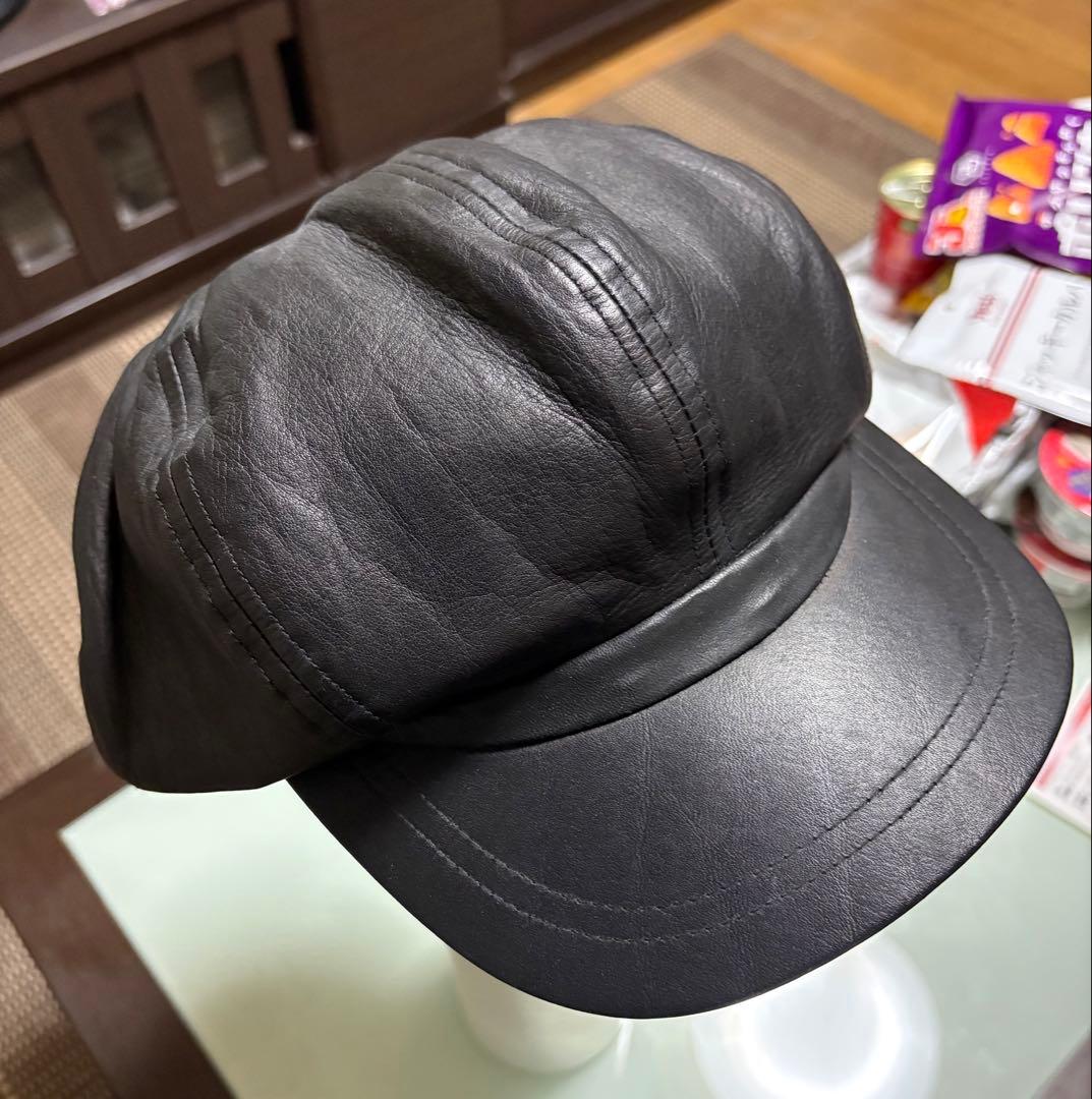 バックラッシュ、黒 レザー キャスケット フロントバイザー付きLサイズ‼️