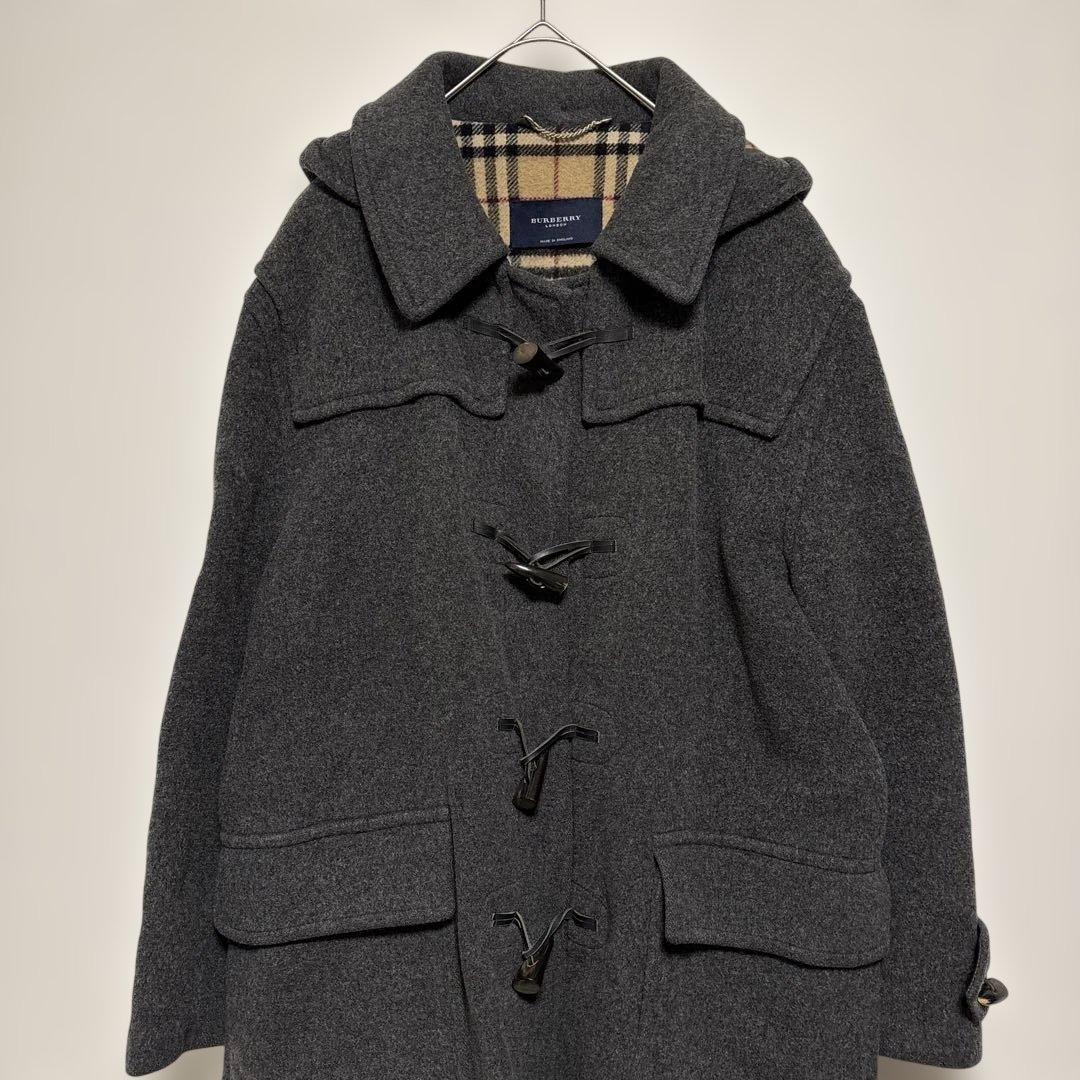英国製 バーバリーロンドン ダッフルコート 50 L グレー ノバチェック