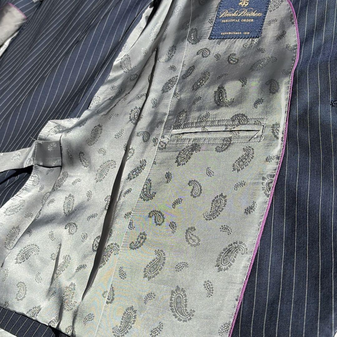 美品✨希少　ブルックスブラザーズセットアップ　ネイビー　ストライプ　ペイズリー柄