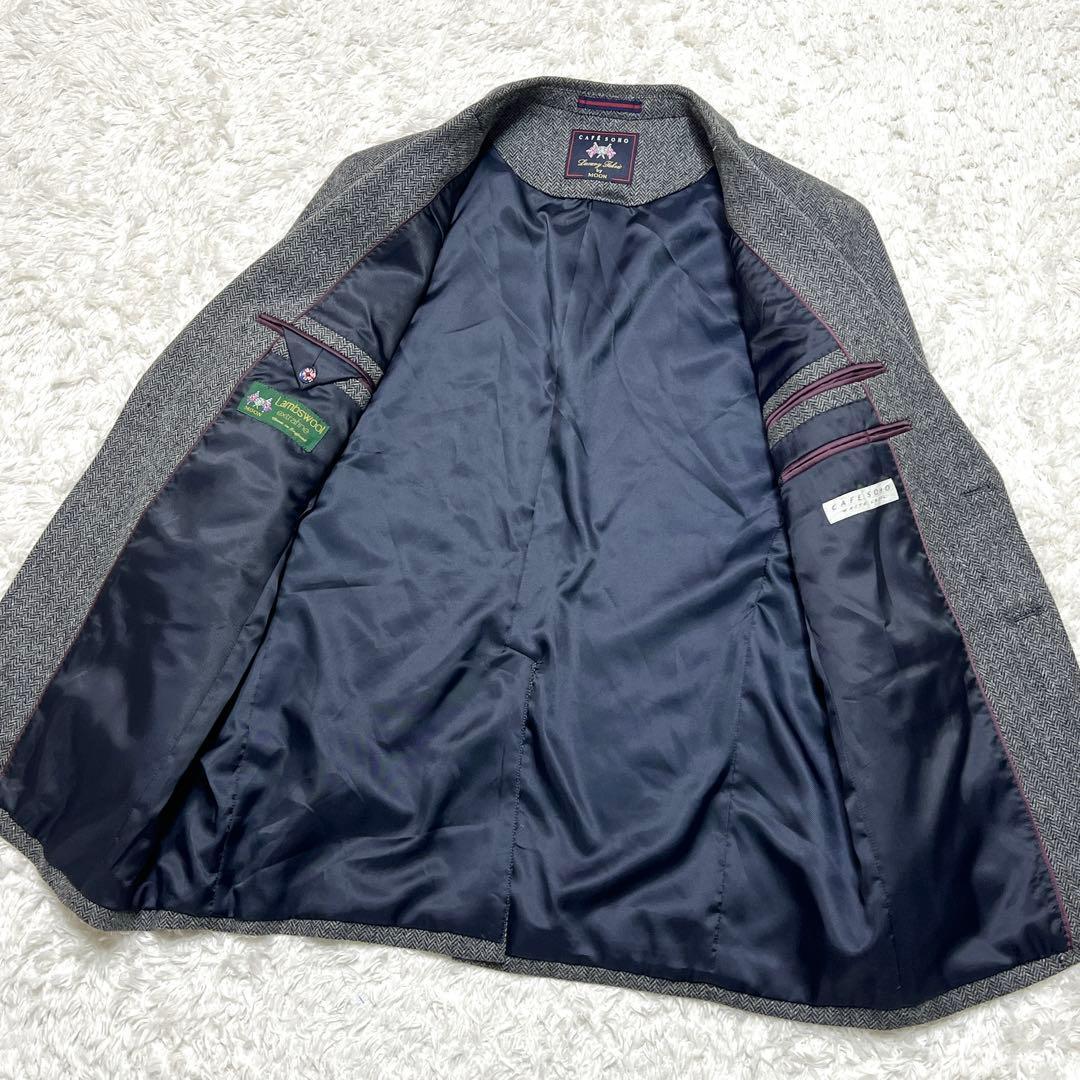 【美品】英国MOON社製 ラムウール カフェソーホー ヘリンボーン テーラード