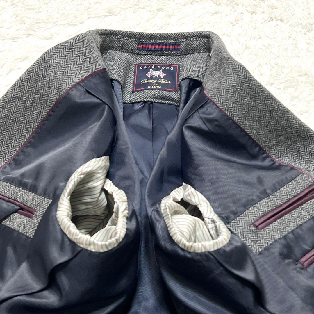 【美品】英国MOON社製 ラムウール カフェソーホー ヘリンボーン テーラード