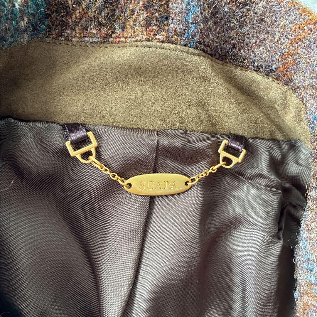 美品　SCAPA スキャパ　ハリスツイード　パッチワーク　ウールジャケット　L