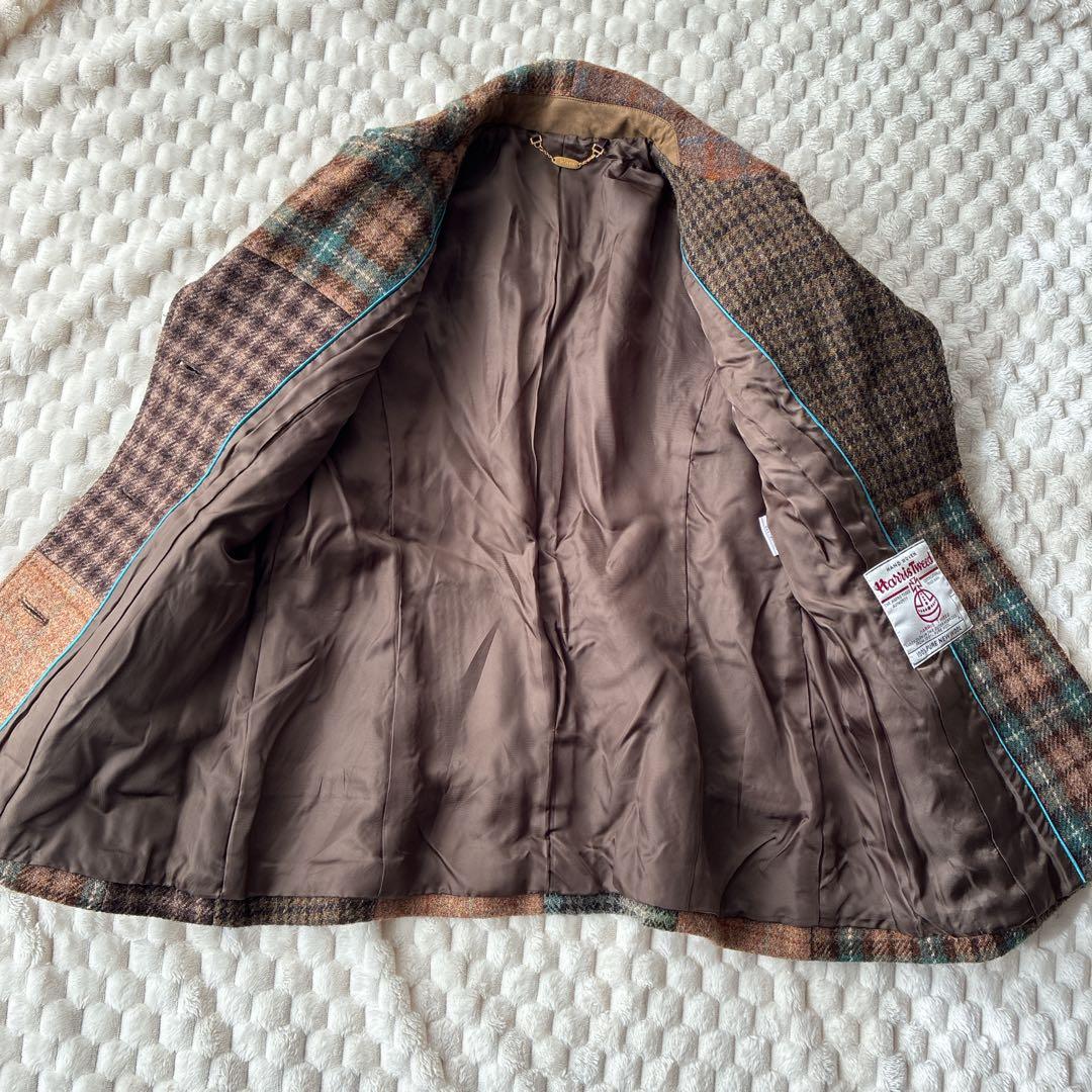 美品　SCAPA スキャパ　ハリスツイード　パッチワーク　ウールジャケット　L