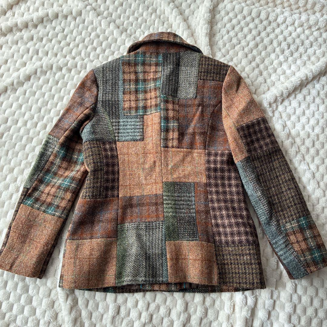 美品　SCAPA スキャパ　ハリスツイード　パッチワーク　ウールジャケット　L