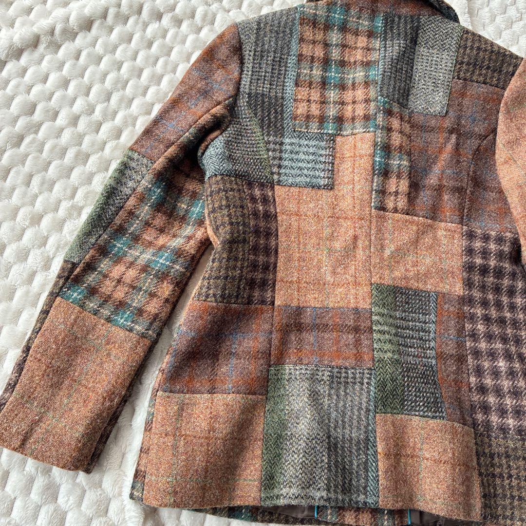 美品　SCAPA スキャパ　ハリスツイード　パッチワーク　ウールジャケット　L