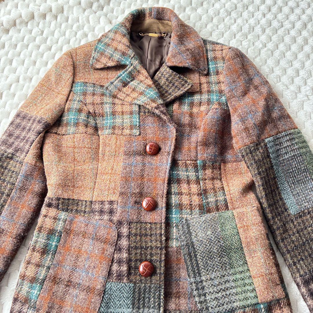 美品　SCAPA スキャパ　ハリスツイード　パッチワーク　ウールジャケット　L