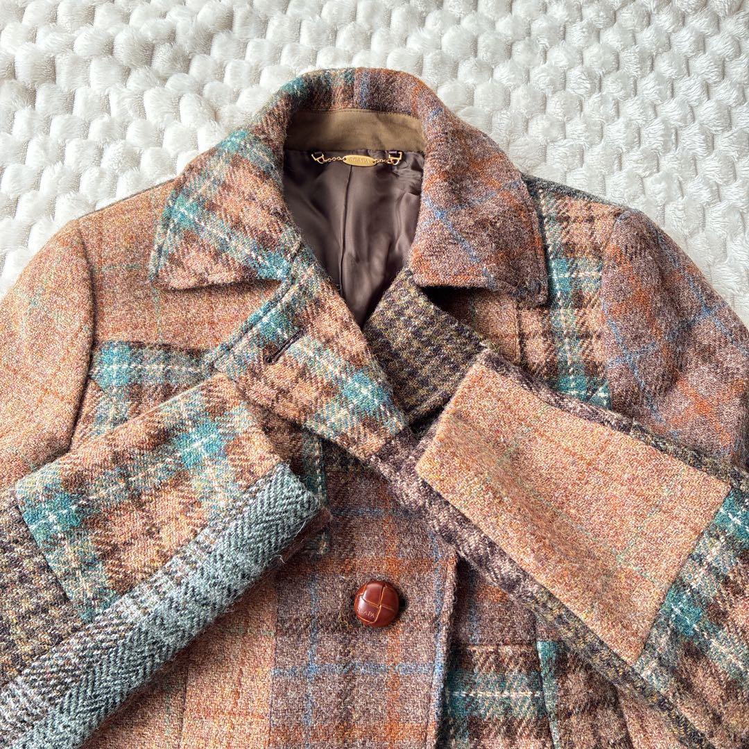 美品　SCAPA スキャパ　ハリスツイード　パッチワーク　ウールジャケット　L