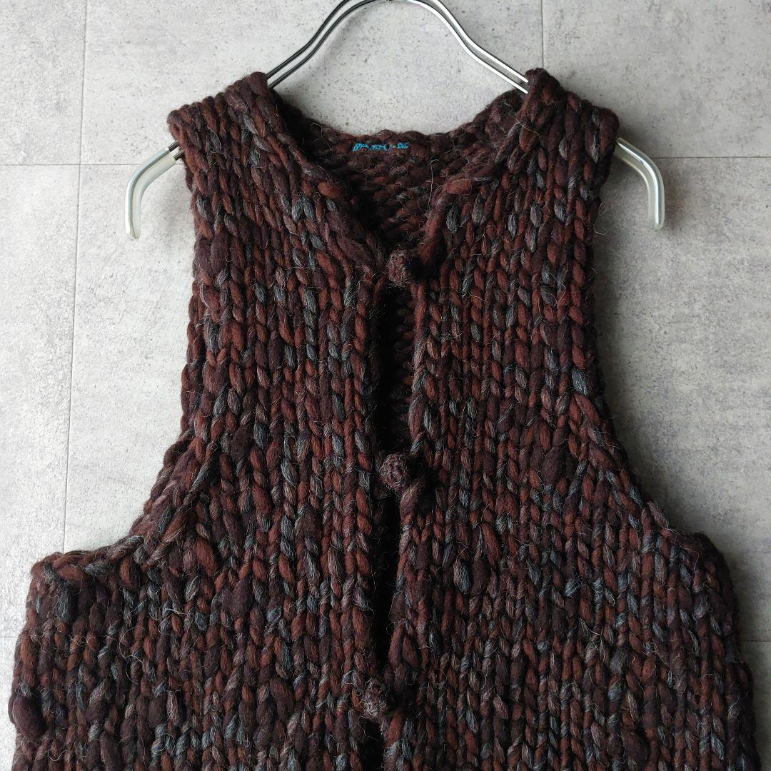 Badou-R 45R スラブヤーンニットベスト 2 焦げ茶 45rpm