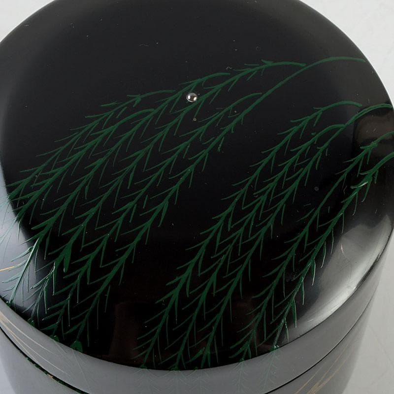 ちゃちゃ　蒔絵師　中林貴山作　柳に燕蒔絵　雪吹　棗　共箱　V　9352