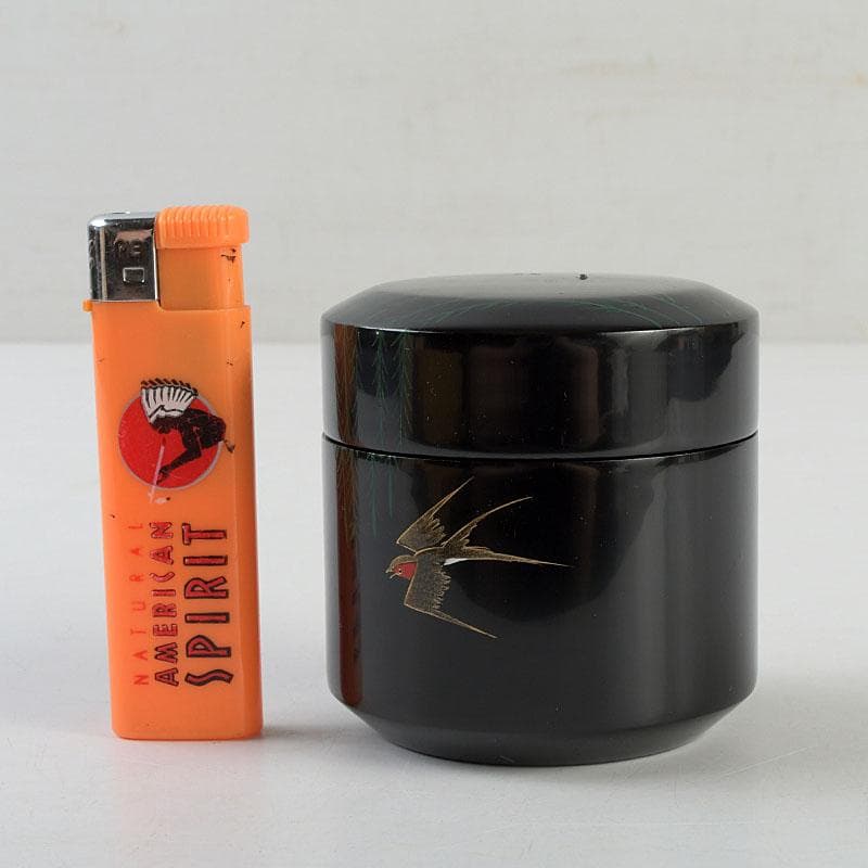 ちゃちゃ　蒔絵師　中林貴山作　柳に燕蒔絵　雪吹　棗　共箱　V　9352