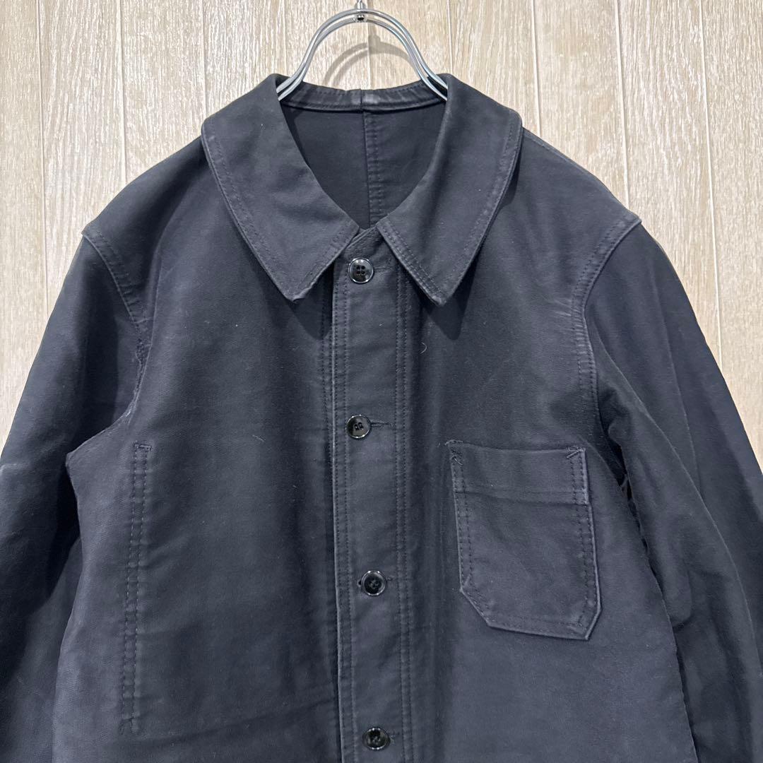 【最終価格】50s フレンチワーク　ブラックモールスキンジャケット　Sサイズ相当