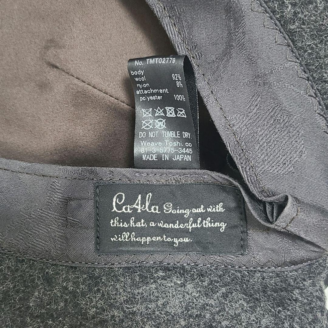 美品✨ CA4LA ウールハット リボン付き ダークグレー 秋冬素材