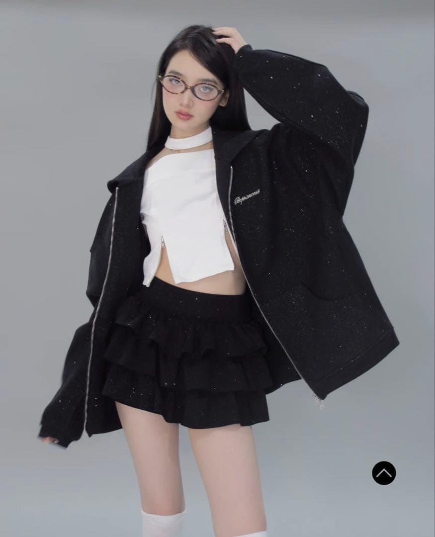 【新品未開封】andwang Kirakira zip up BLACK