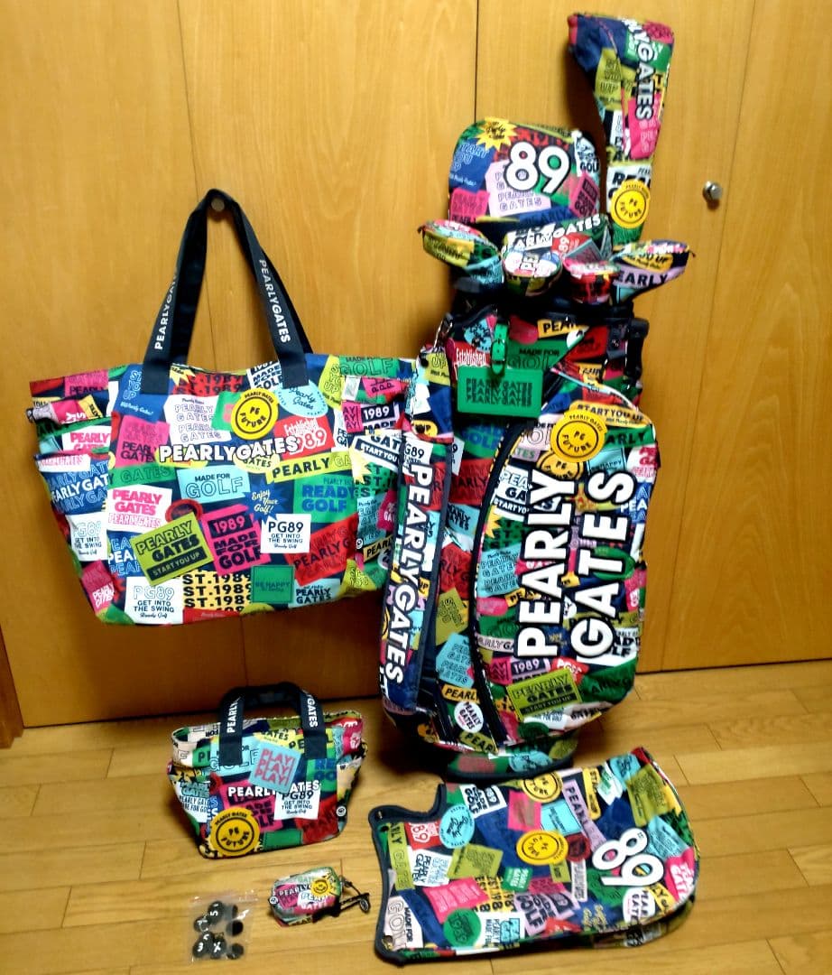 パーリーゲイツ カラフルワッペン キャディバッグ ヘッドカバー バッグ 11点