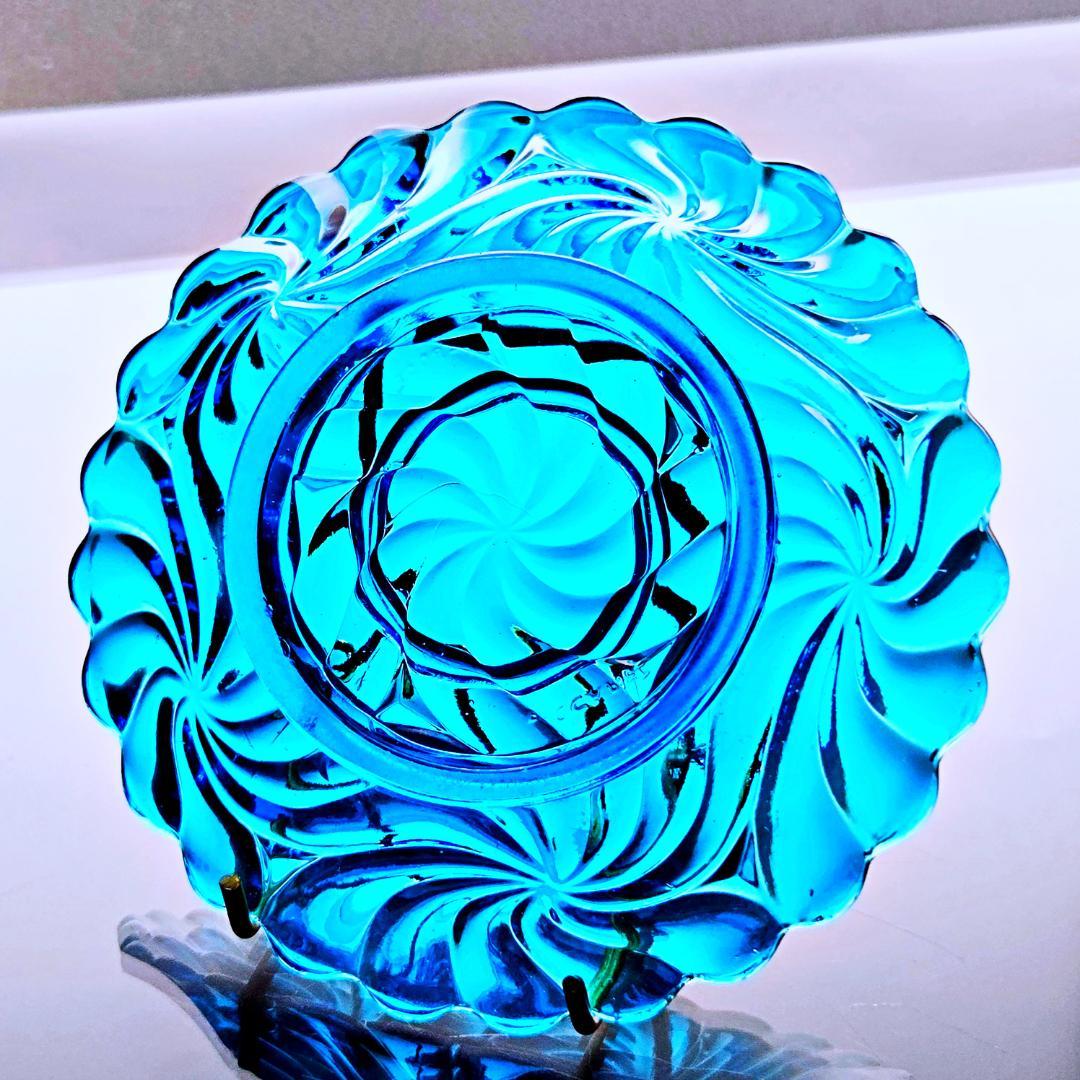 蒼いオールドバカラ ローザスミュルティプルのプレート【1916年】希少