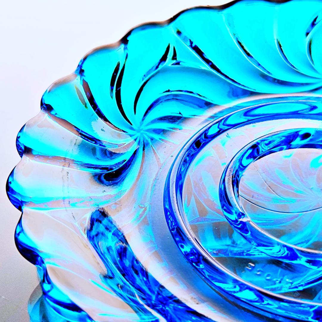 蒼いオールドバカラ ローザスミュルティプルのプレート【1916年】希少