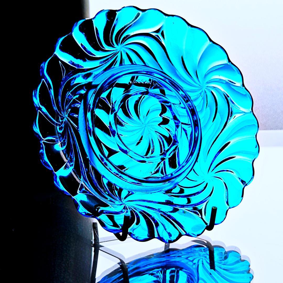 蒼いオールドバカラ ローザスミュルティプルのプレート【1916年】希少