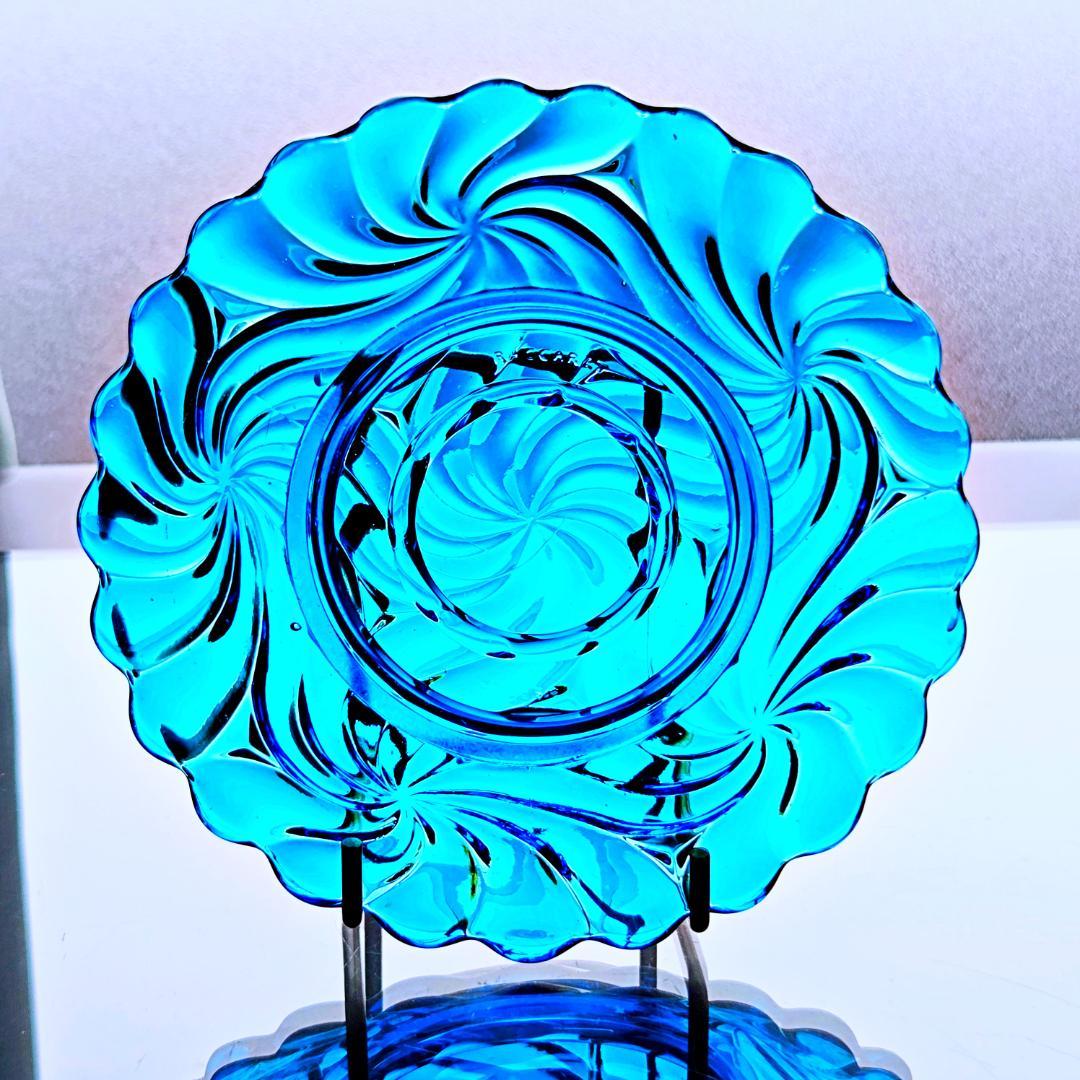 蒼いオールドバカラ ローザスミュルティプルのプレート【1916年】希少