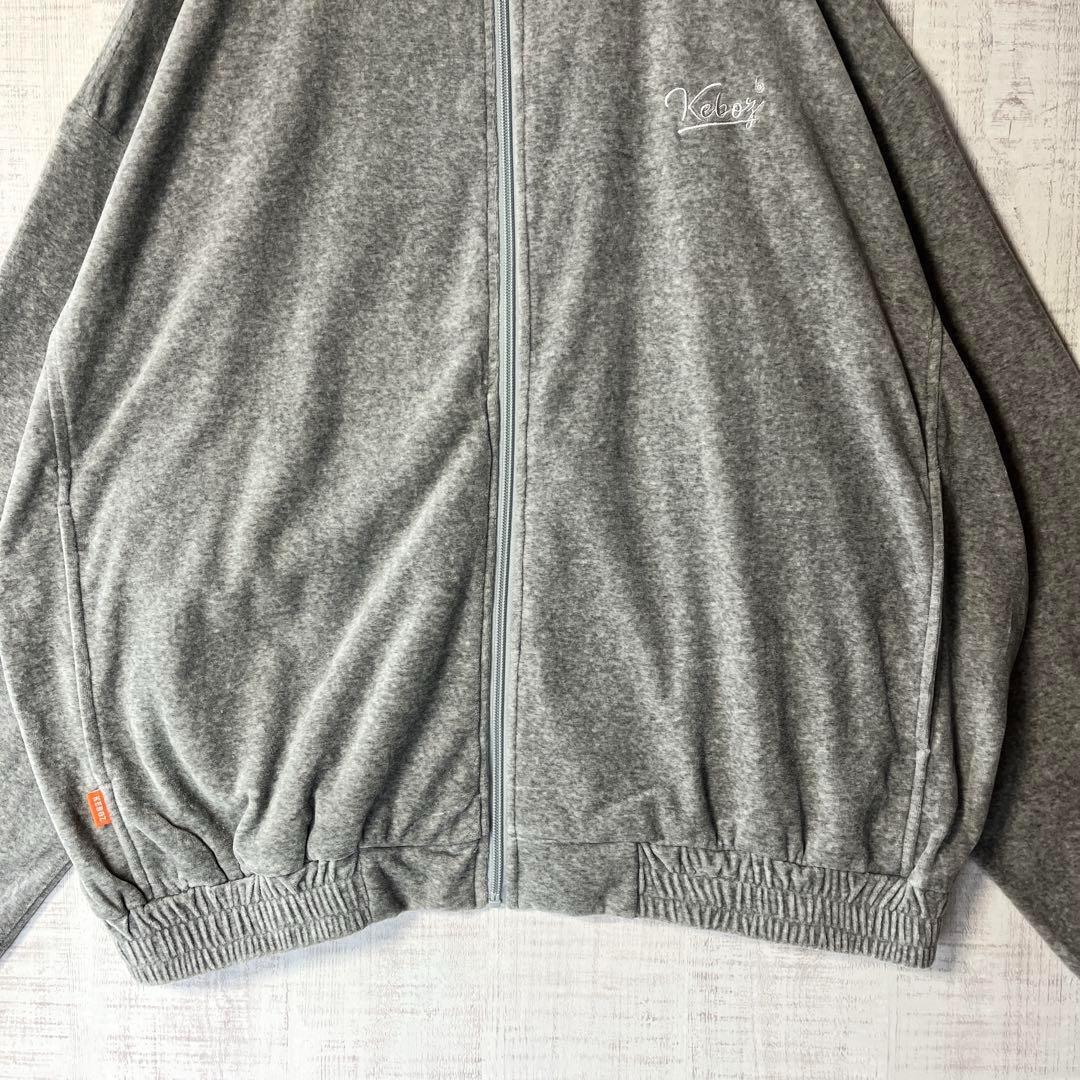 KEBOZ ケボズ ベロア トラックジャケット グレー 刺繍 オーバーサイズ Ｌ