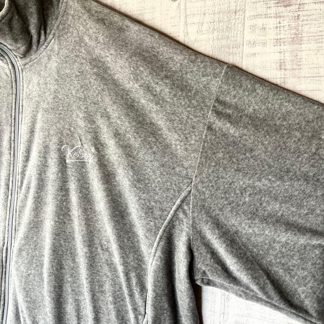KEBOZ ケボズ ベロア トラックジャケット グレー 刺繍 オーバーサイズ Ｌ