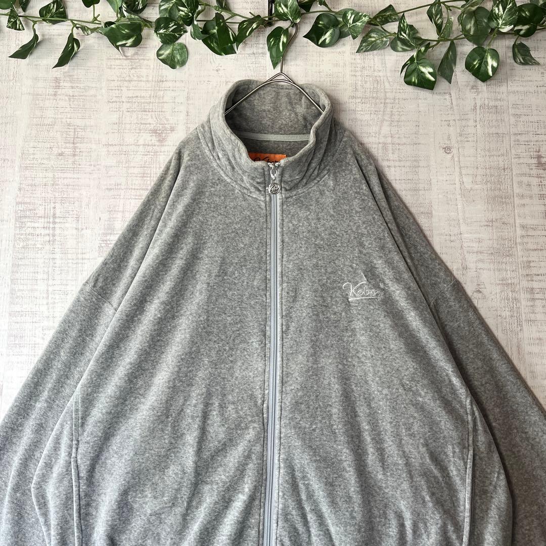 KEBOZ ケボズ ベロア トラックジャケット グレー 刺繍 オーバーサイズ Ｌ