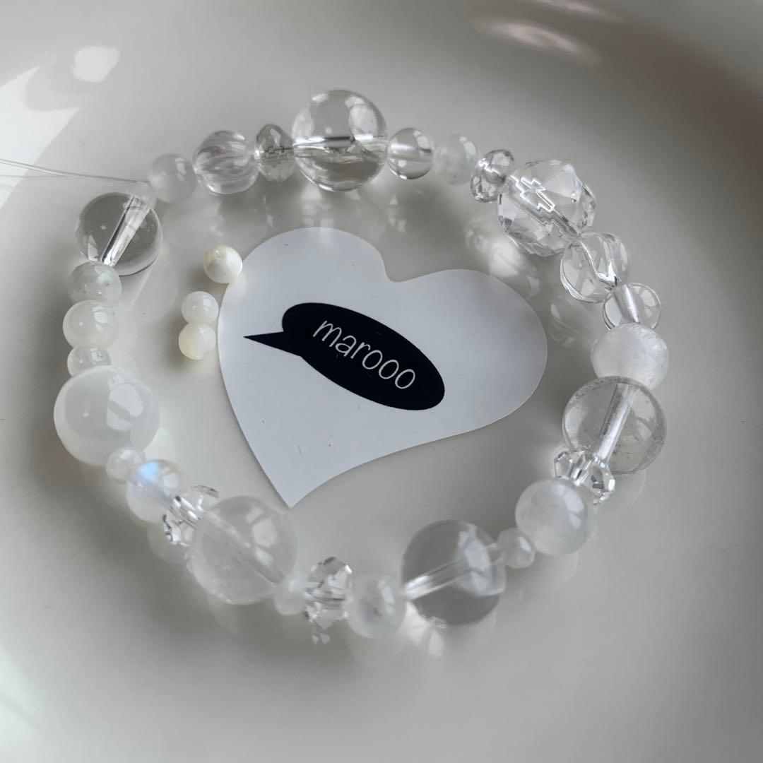 天然石ブレスレットタロ様2点おまとめアイリスクォーツ水晶ムーンストーントパーズ