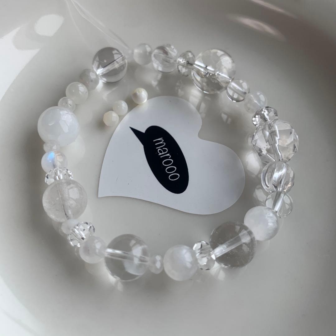 天然石ブレスレットタロ様2点おまとめアイリスクォーツ水晶ムーンストーントパーズ