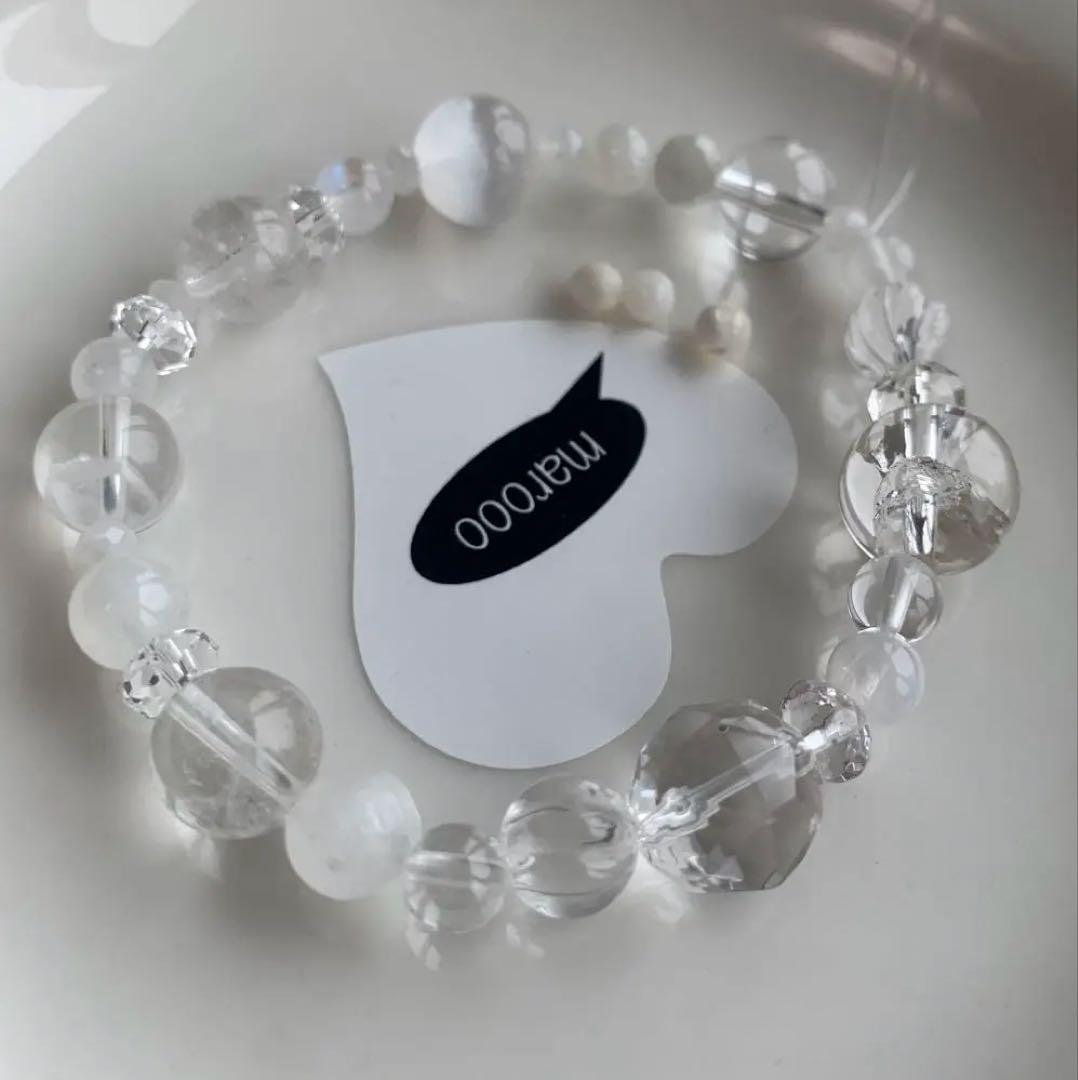 天然石ブレスレットタロ様2点おまとめアイリスクォーツ水晶ムーンストーントパーズ